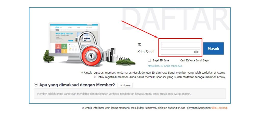 Login Web Aplikasi Atomy Official