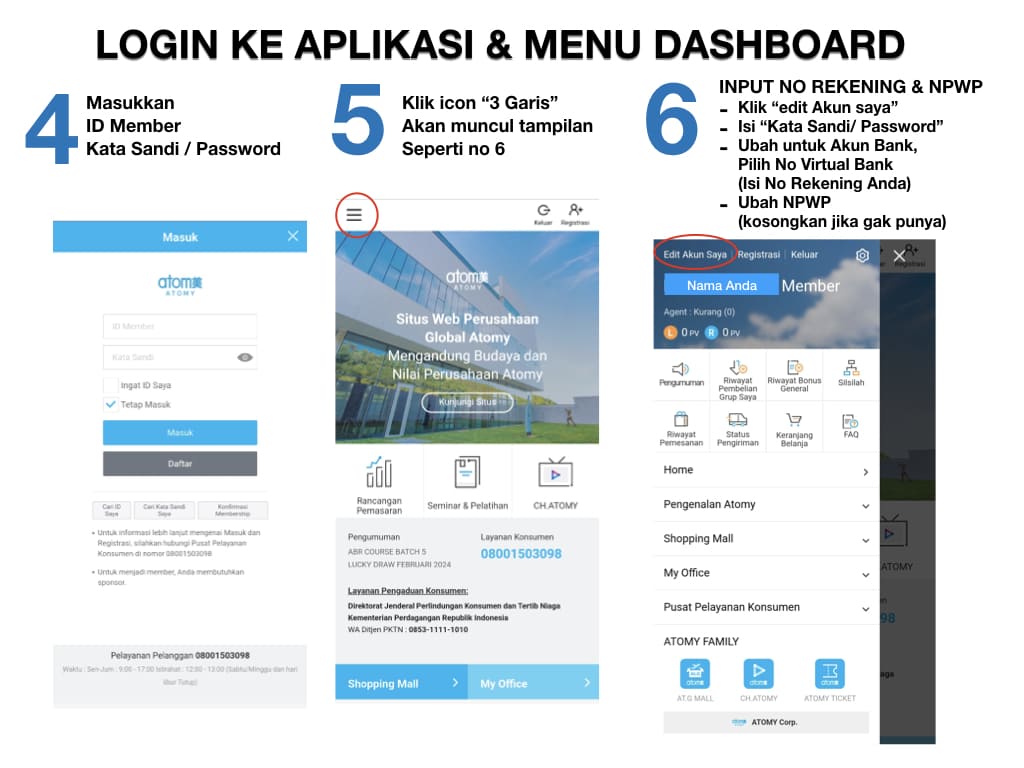 Dashboard Aplikasi Bisnis Atomy